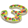 Polish Pottery House Number THREE (3) 4-inch Floral Puzzles UNIKAT