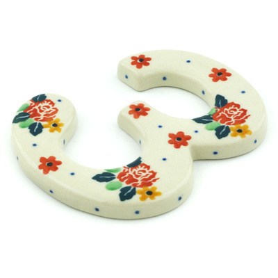 Polish Pottery House Number THREE (3) 4-inch Flower Speckle