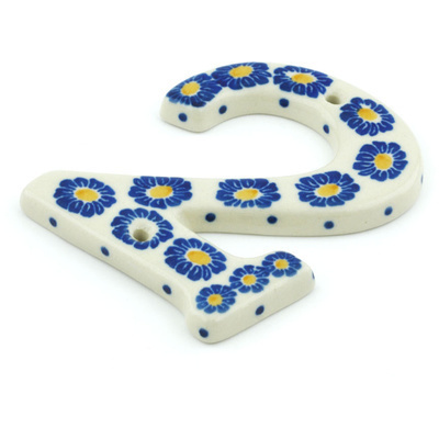 Polish Pottery House Number TWO (2) 4-inch Blue Zinnia