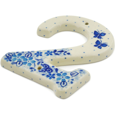 Polish Pottery House Number TWO (2) 4-inch Delicate Blue UNIKAT