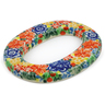Polish Pottery House Number ZERO (0) 4-inch Red Bouquet UNIKAT