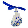 Polish Pottery House Ornament 4&quot; Orange And Blue Flower