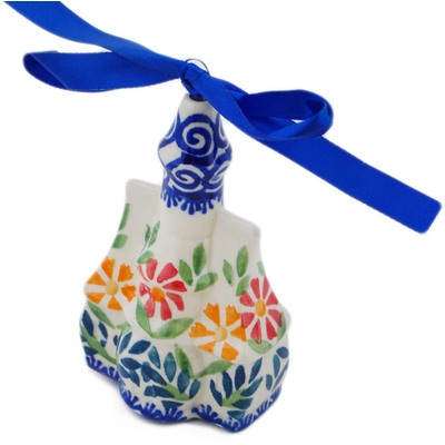 Polish Pottery House Ornament 4&quot; Wave Of Flowers