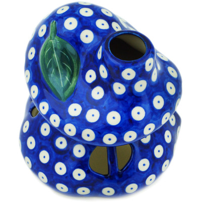 Polish Pottery House Shaped Candle Holder 4&quot; Blue Eyes