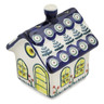 Polish Pottery House Shaped Candle Holder 4&quot; Peacock Christmas
