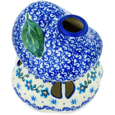 Polish Pottery House Shaped Candle Holder 4&quot; Simply Blue UNIKAT