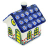 Polish Pottery House Shaped Candle Holder 4&quot; Water Daisy
