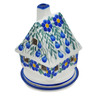 Polish Pottery House Shaped Candle Holder 5&quot; Blue Velvet Gardens