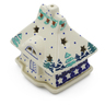 Polish Pottery House Shaped Candle Holder 5&quot; Night Of Winter