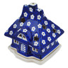 Polish Pottery House Shaped Candle Holder 5&quot; Simple Daisy