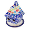 Polish Pottery House Shaped Candle Holder 5&quot; Spring Flowers