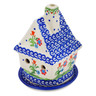 Polish Pottery House Shaped Candle Holder 5&quot; Spring Flowers