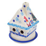Polish Pottery House Shaped Candle Holder 5&quot; Winter Gnome
