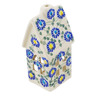 Polish Pottery House Shaped Candle Holder 6&quot; Blue Thistle Beauty