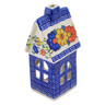Polish Pottery House Shaped Candle Holder 6&quot; Fall Garden UNIKAT