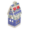 Polish Pottery House Shaped Candle Holder 6&quot; Grecian Fields