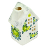 Faience House Shaped Candle Holder 6&quot; Green Wave