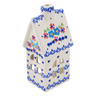 Polish Pottery House Shaped Candle Holder 6&quot; Hearts And Flowers