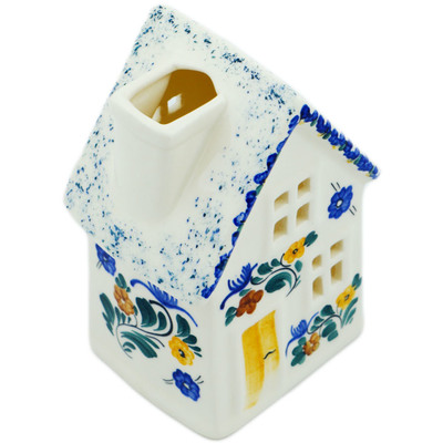 faience House Shaped Candle Holder 6&quot; Nostalgic