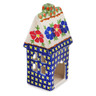 Polish Pottery House Shaped Candle Holder 6&quot; Paradise Poppy