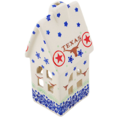 Polish Pottery House Shaped Candle Holder 6&quot; Texas State