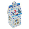 Polish Pottery House Shaped Candle Holder 6&quot; Winter Gnome