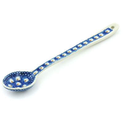 Polish Pottery Iced Tea Spoon Brown Eyed Peacock