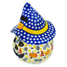 Polish Pottery Jack O Lantern Candle Holder 10&quot; Halloween Cobweb