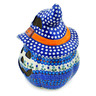 Polish Pottery Jack O Lantern Candle Holder 14&quot; Blue Tulip Garden UNIKAT