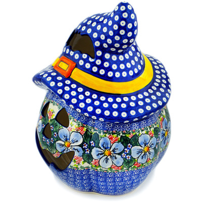 Polish Pottery Jack O Lantern Candle Holder 14&quot; Floral Dream UNIKAT