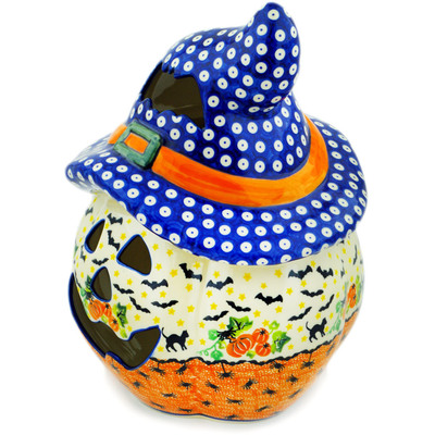 Polish Pottery Jack O Lantern Candle Holder 14&quot; This Is Halloween