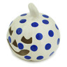 Polish Pottery Jack O Lantern Candle Holder 5&quot; Blue Polka Dot Beauty