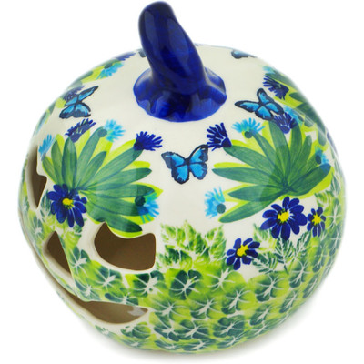 Polish Pottery Jack O Lantern Candle Holder 5&quot; Flutter Friends UNIKAT