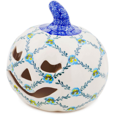 Polish Pottery Jack O Lantern Candle Holder 5&quot; Garden Games