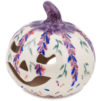 Polish Pottery Jack O Lantern Candle Holder 5&quot; Lupine Surprise UNIKAT
