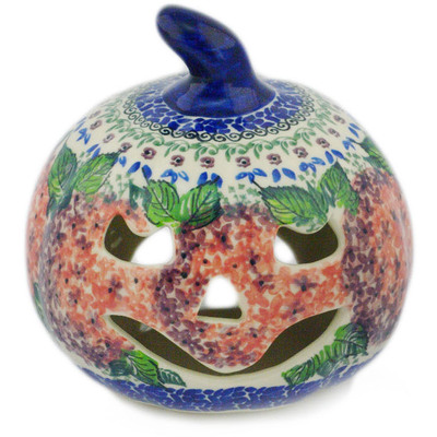 Polish Pottery Jack O Lantern Candle Holder 5&quot; UNIKAT