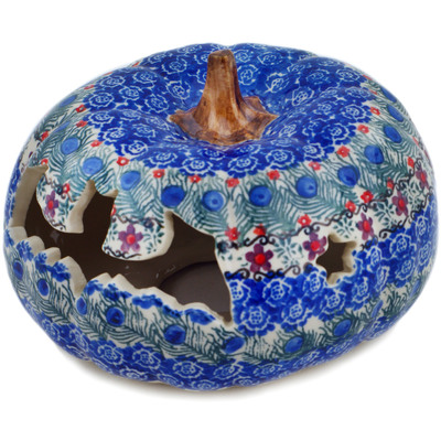 Polish Pottery Jack O Lantern Candle Holder 6&quot; Children&#039;s Playground UNIKAT