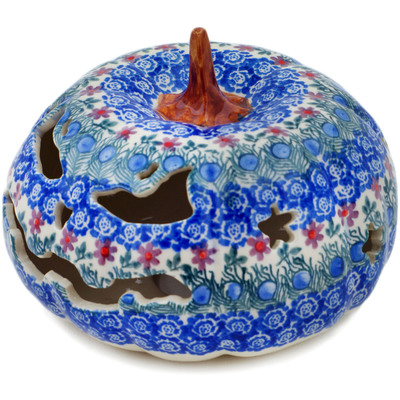 Polish Pottery Jack O Lantern Candle Holder 6&quot; Children&#039;s Playground UNIKAT