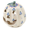 Polish Pottery Jack O Lantern Candle Holder 6" Daisy Dollops