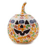 Polish Pottery Jack O Lantern Candle Holder 6&quot; Fall Hedgehog UNIKAT