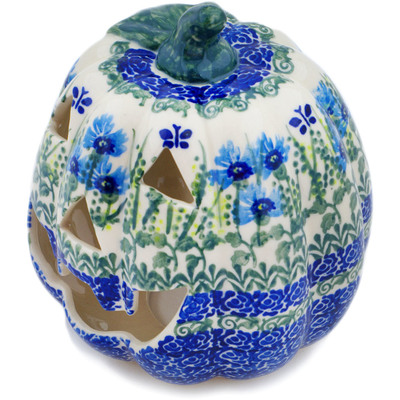 Polish Pottery Jack O Lantern Candle Holder 6&quot; Fresh Flora