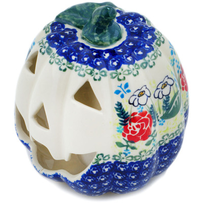 Polish Pottery Jack O Lantern Candle Holder 6&quot; Fresh Happiness UNIKAT