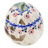 Polish Pottery Jack O Lantern Candle Holder 6" Red Daisy Delight