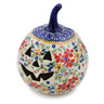 Polish Pottery Jack O Lantern Candle Holder 6&quot; Ruby Bouquet UNIKAT