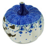 Polish Pottery Jack O Lantern Candle Holder 7&quot; Blue Grapevine