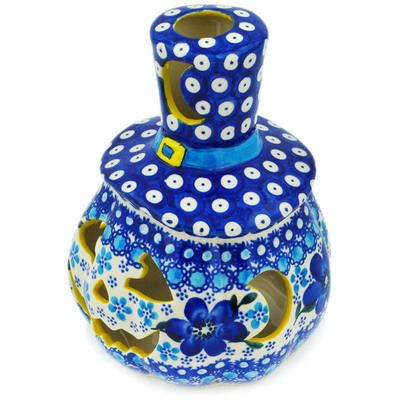 Polish Pottery Jack O Lantern Candle Holder 7&quot; Garden In The Ocean