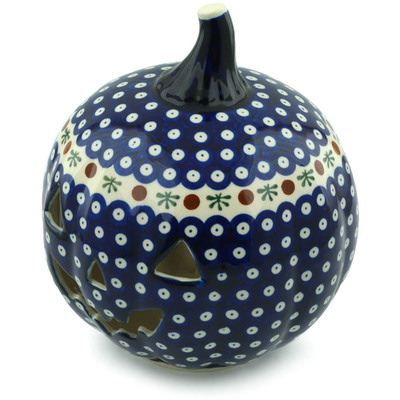 Polish Pottery Jack O Lantern Candle Holder 9&quot; Mosquito