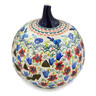 Polish Pottery Jack O Lantern Candle Holder 9&quot; Vine Birds UNIKAT