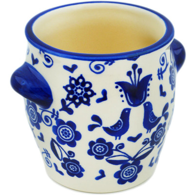 Polish Pottery Jar 11 oz Blue Bird Dance