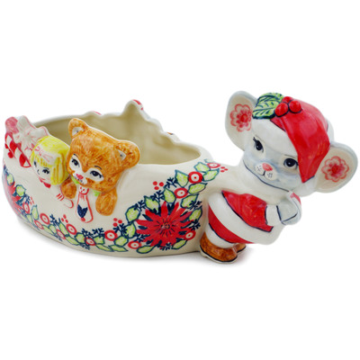 Polish Pottery Jar 45 oz Santa&#039;s Helper UNIKAT